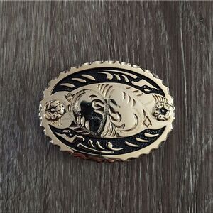 Vintage Gold and Black Southwest Oval Belt Buckle